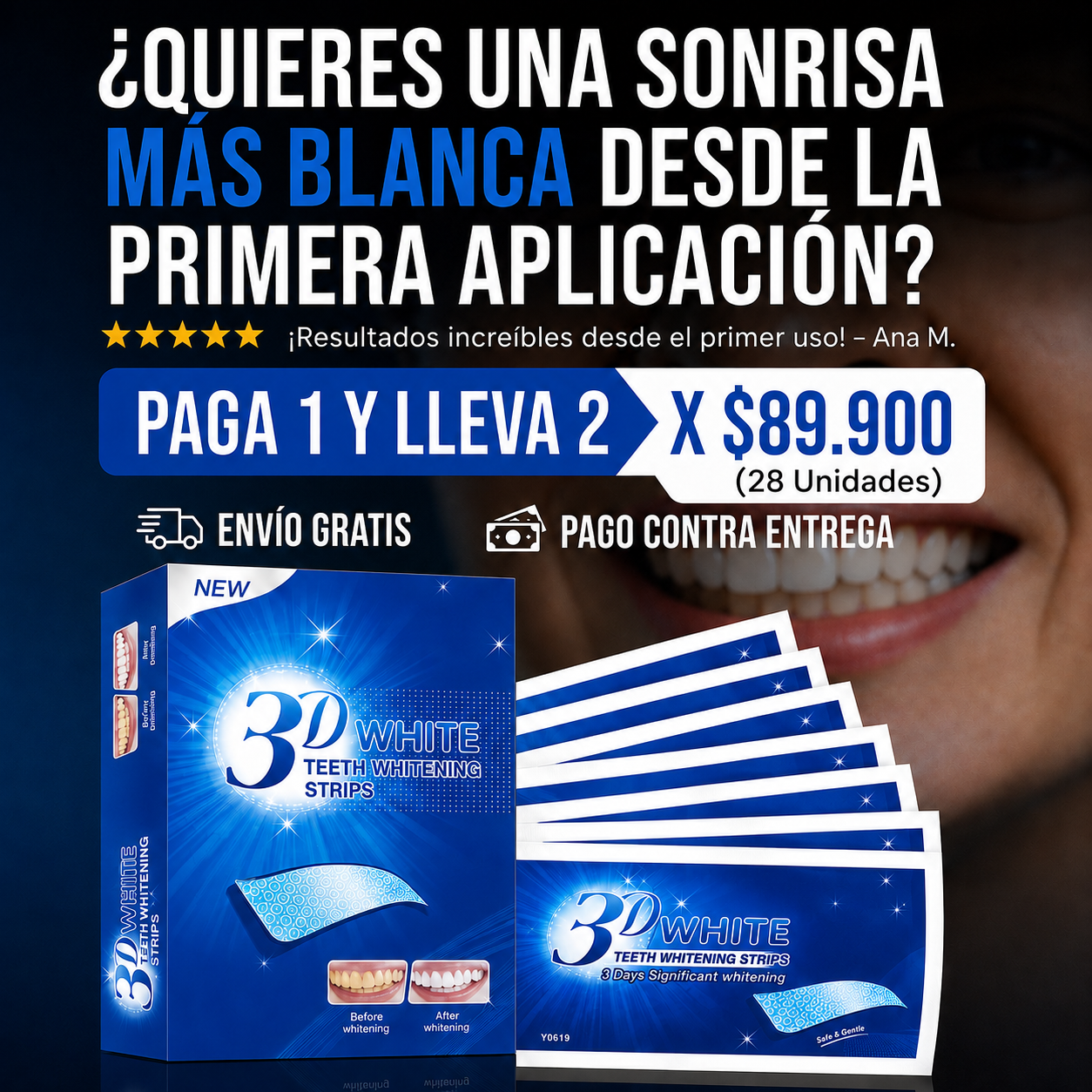 PAGA 1 Y LLEVA 2: TIRAS BLANQUEADORAS DENTALES