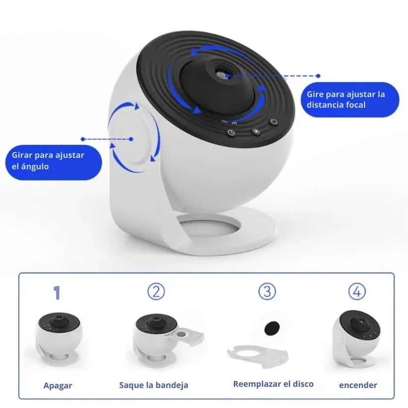 PROYECTOR DE GALAXIAS 12 EN 1 (LENTES INTERCAMBIABLES 360º Y TEMPORIZADOR)