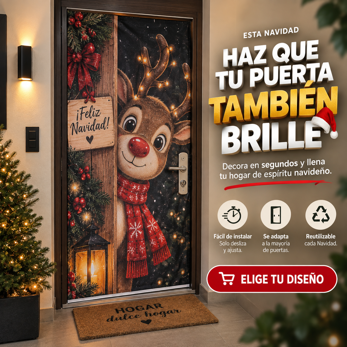 FUNDA NAVIDEÑA PARA PUERTA