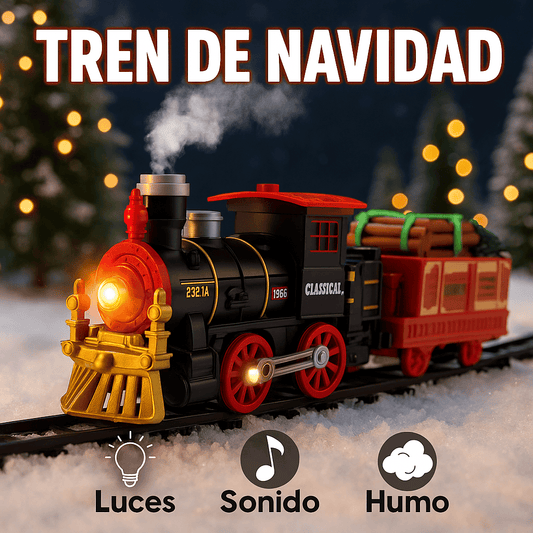PISTA FLOTANTE CON TREN NAVIDEÑO + LUZ + HUMO + SONIDO