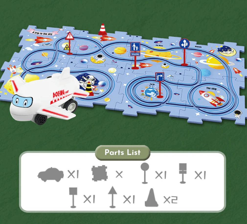 PUZZLE RACER®  Pista 25 piezas armables + carro eléctrico